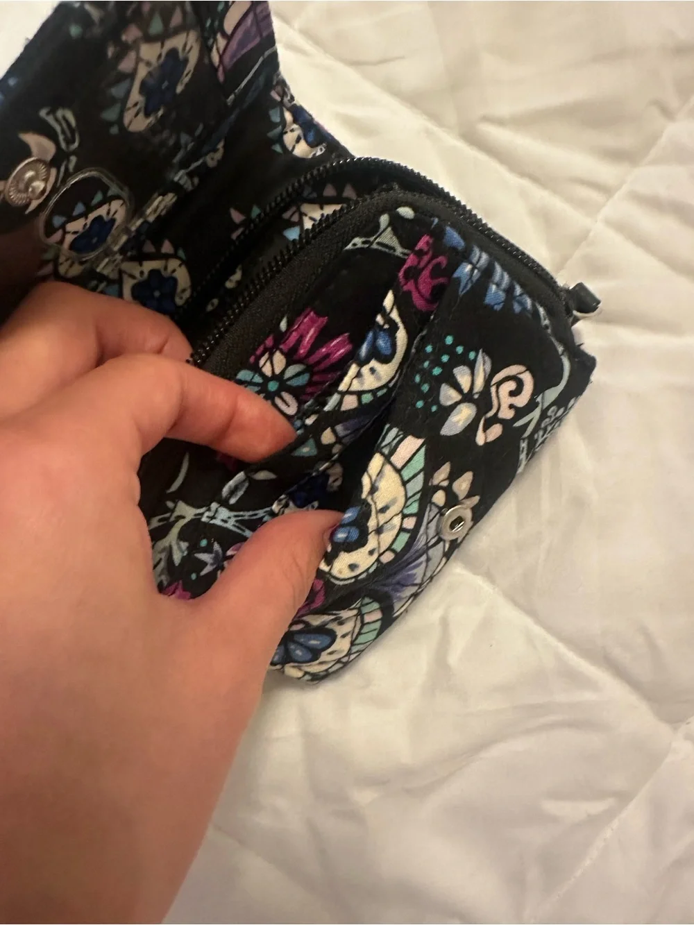 Vera Bradley Small Wallet Black Multicolor Floral Wristlet